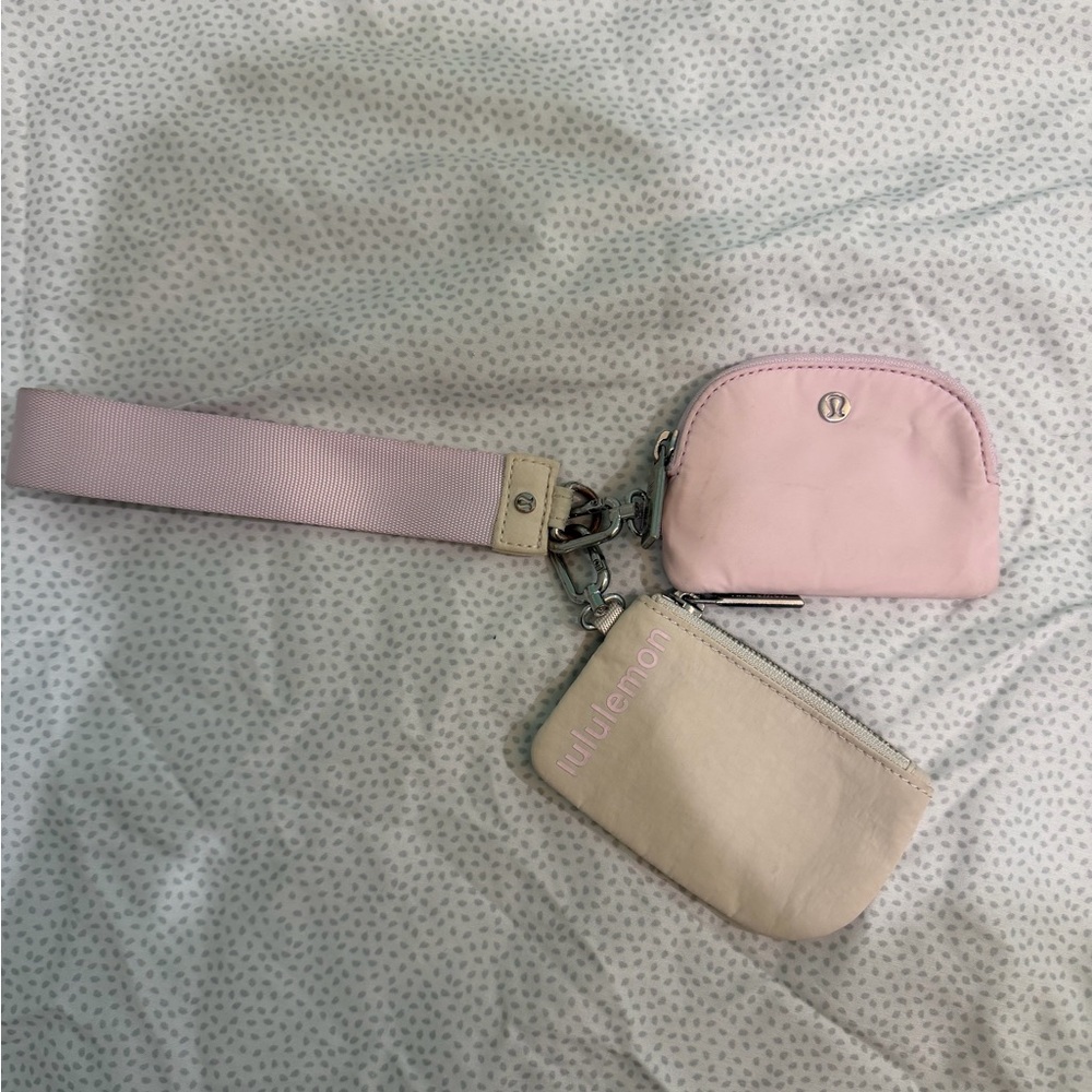 Lululemon Pink and Cream Wristlet Set
